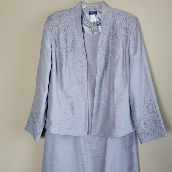 Signature Collection By Vicki Wayne Women's Maxi Dress Jacket Grey Size 16 Prof. - Picture 10 of 11